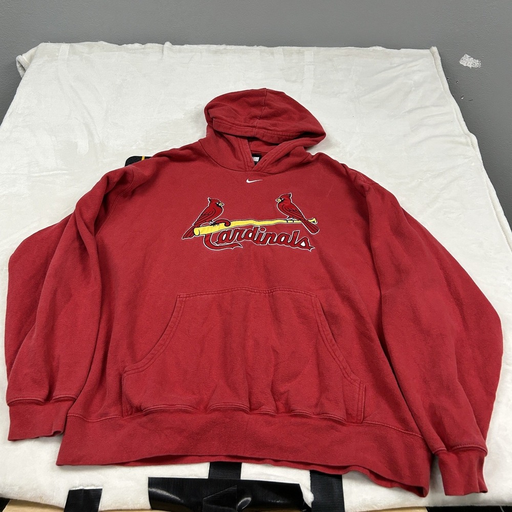 center swoosh Nike Hoodie Men XXL Red St. Louis Cardinals MLB Pullover Fleece